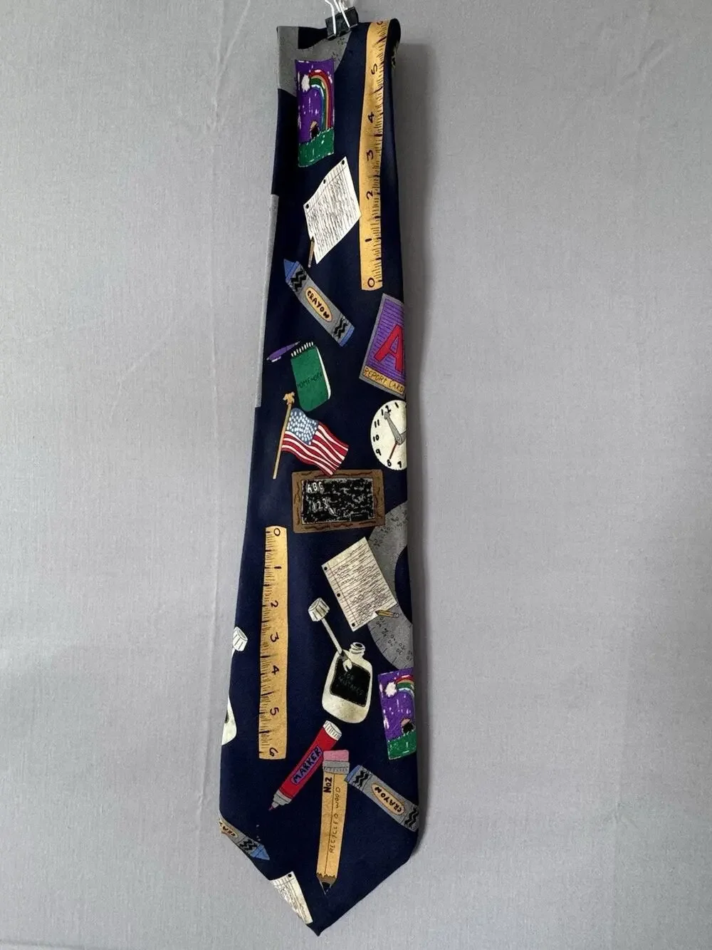 Vintage Handmade Teacher School Days Novelty Tie 100% Silk